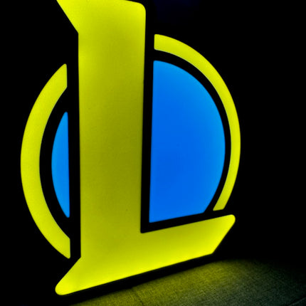 Lampe League of Legends - Lightbox 3D LED | Design Noir, Bleu & Jaune | USB