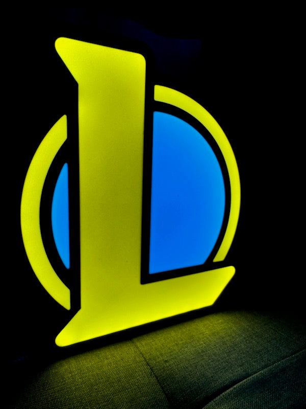 Lampe League of Legends - Lightbox 3D LED | Design Noir, Bleu & Jaune | USB