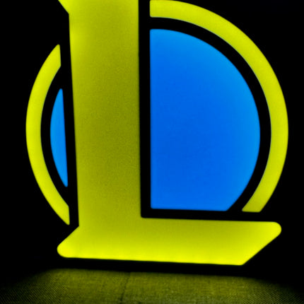 Lampe League of Legends - Lightbox 3D LED | Design Noir, Bleu & Jaune | USB