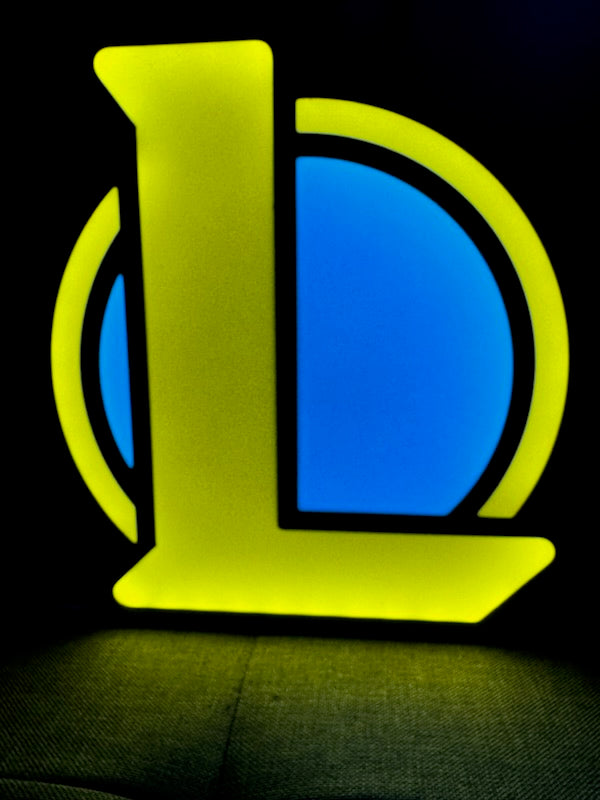 Lampe League of Legends - Lightbox 3D LED | Design Noir, Bleu & Jaune | USB
