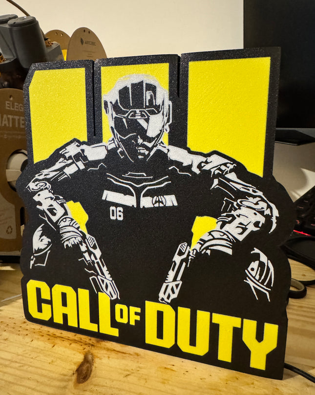 Lampe Call of Duty - Lightbox 3D LED | Design Noir, Jaune & Blanc | USB