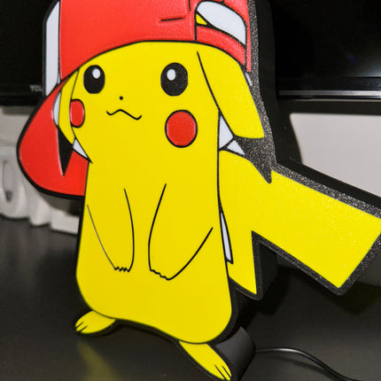 Lampe Pokémon Casquette - Lightbox 3D LED | Design Noir, Rouge, Blanc & Jaune | USB
