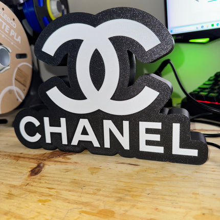 Lampe Chanel - Lightbox 3D LED | Design Élégant Noir & Blanc | USB