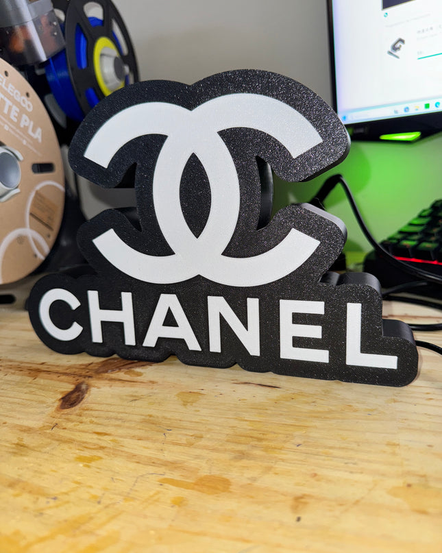 Lampe Chanel - Lightbox 3D LED | Design Élégant Noir & Blanc | USB