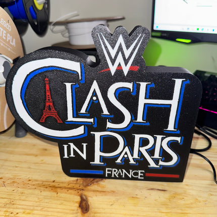 Lampe Clash in Paris - Lightbox 3D LED | Design Noir, Bleu, Blanc & Rouge | USB