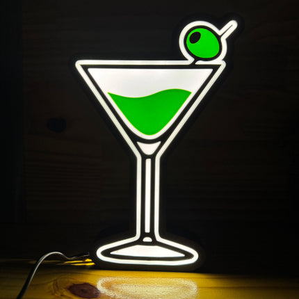Lampe Cocktail - Lightbox 3D LED | Design Noir, Blanc & Vert | USB
