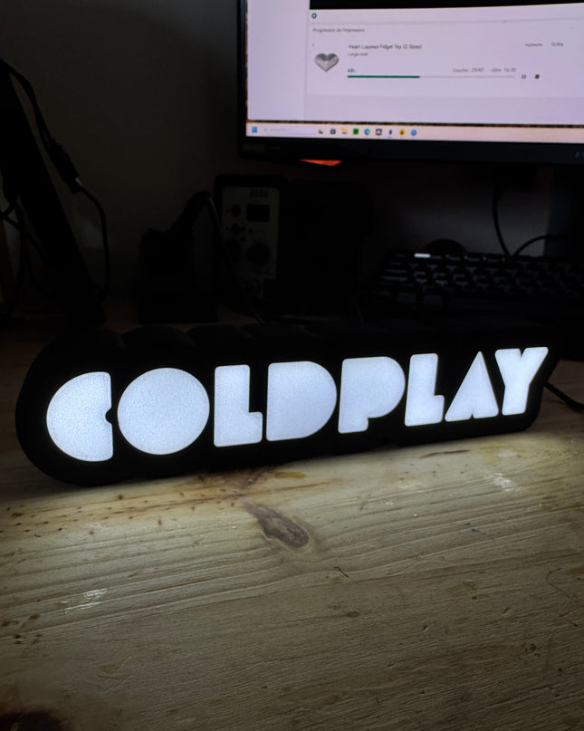 Lampe Coldplay - Lightbox 3D LED | Design Noir & Blanc | USB