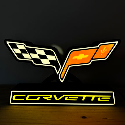Lampe Corvette - Lightbox 3D LED | Design Noir, Rouge, Jaune & Blanc | USB