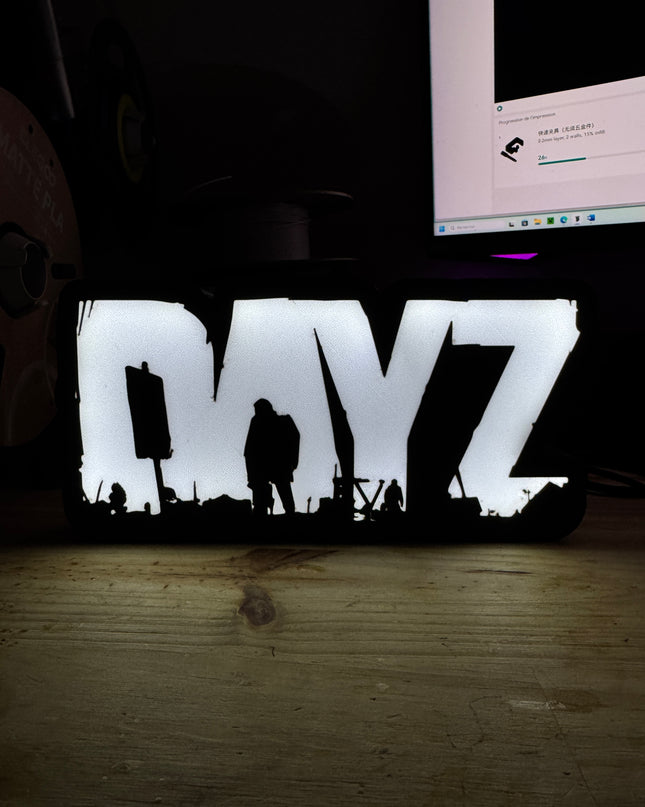 Lampe DayZ - Lightbox 3D LED | Design Noir & Blanc | USB