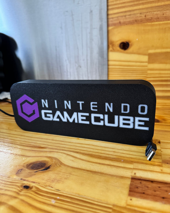 Lampe GameCube - Lightbox 3D LED | Design Noir, Blanc & Violet | USB