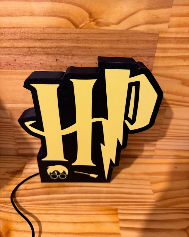 Lampe Harry Potter - Lightbox 3D LED | Design Noir & Jaune | USB