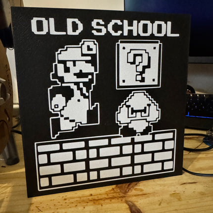 Lampe Mario Old School - Lightbox 3D LED | Design Noir & Blanc | USB
