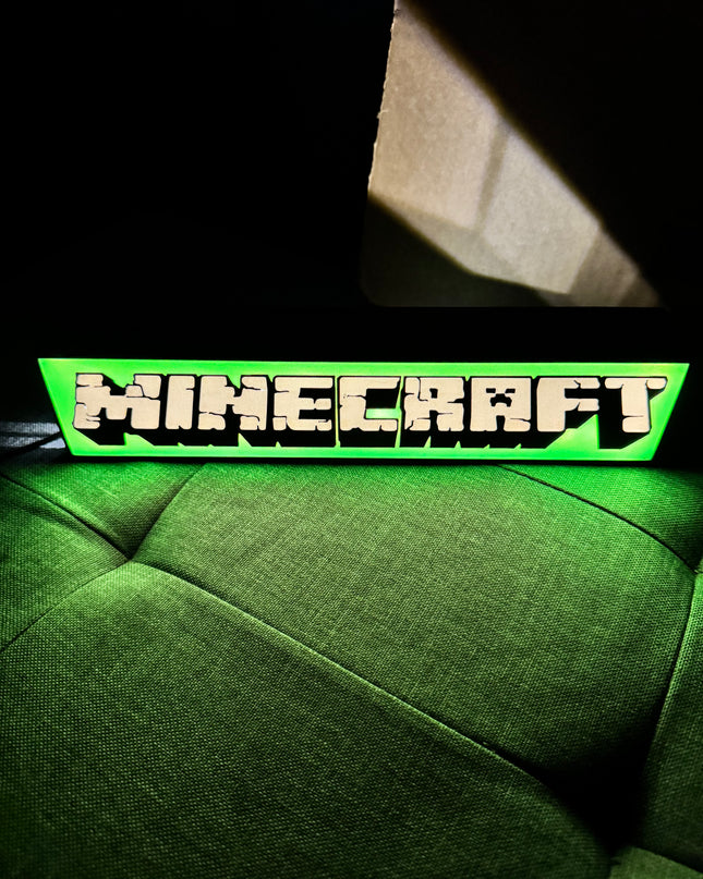 Lampe Minecraft - Lightbox 3D LED | Design Noir, Vert & Gris | USB