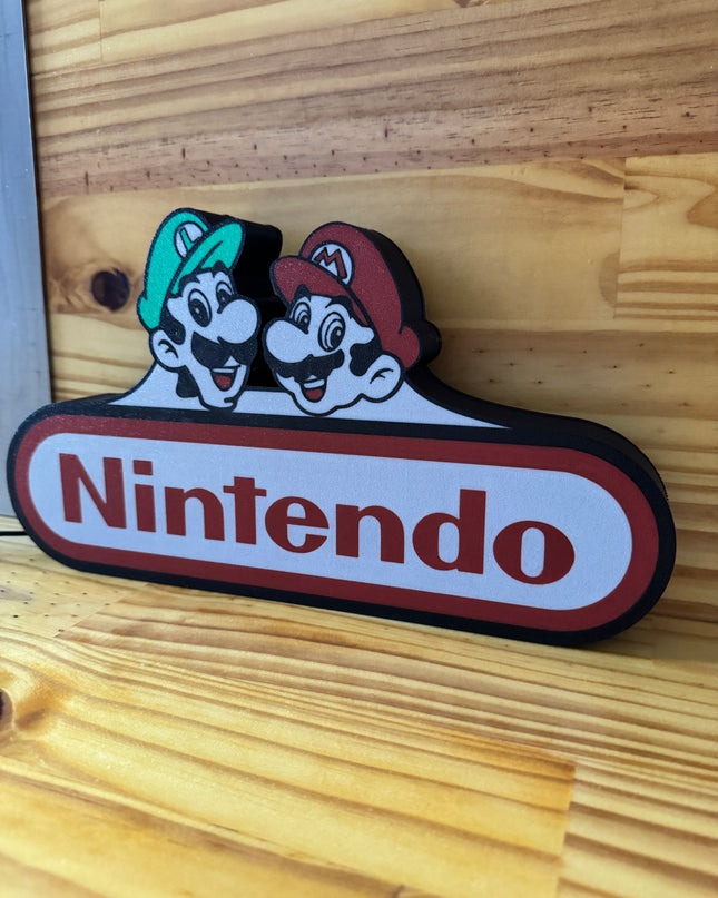 Lampe Mario & Luigi - Nintendo Lightbox 3D LED | Design Noir, Blanc, Rouge & Vert | USB