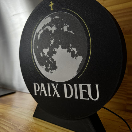 Lampe Paix Dieu - Lightbox 3D LED | Design Noir, Blanc, Jaune & Gris | USB