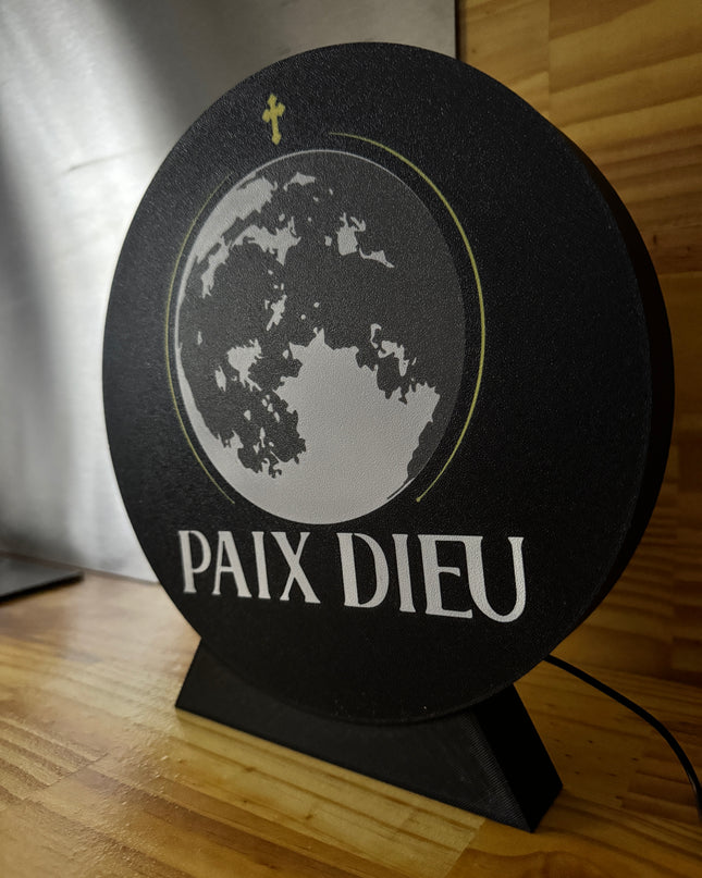 Lampe Paix Dieu - Lightbox 3D LED | Design Noir, Blanc, Jaune & Gris | USB