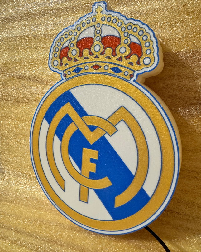 Lampe Real Madrid - Lightbox 3D LED | Design Blanc, Doré, Rouge & Bleu | USB