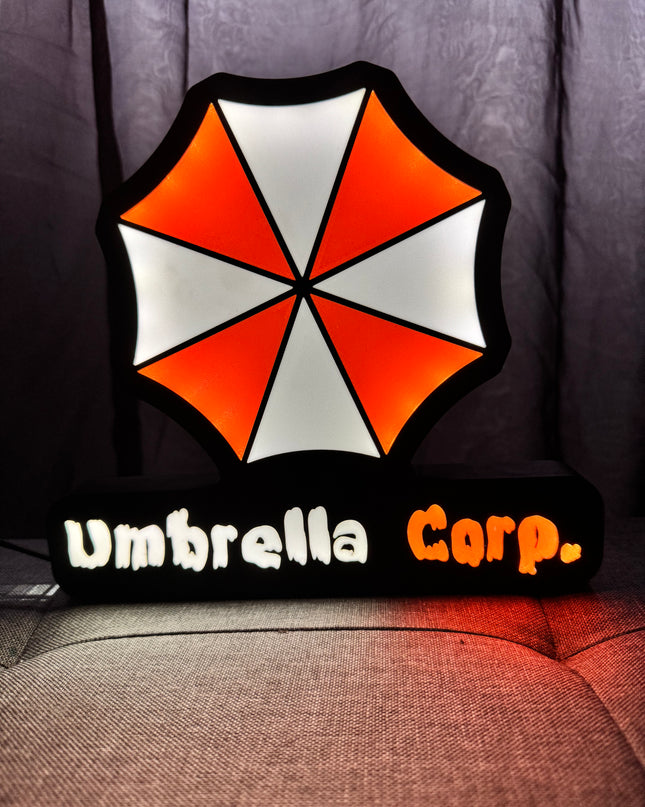 Lampe Resident Evil - Umbrella Corporation Lightbox 3D LED | Design Noir, Blanc & Rouge | USB