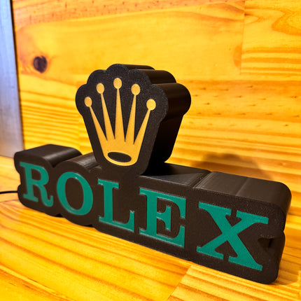 Lampe Rolex - Lightbox 3D LED | Design Noir, Vert & Doré | USB