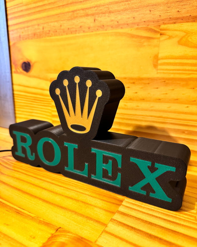 Lampe Rolex - Lightbox 3D LED | Design Noir, Vert & Doré | USB