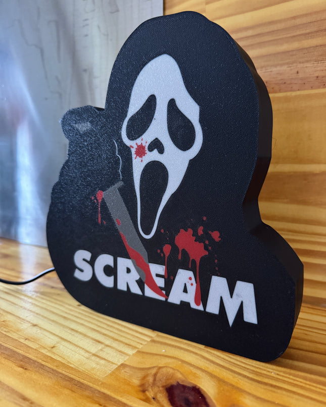 Lampe Scream - Lightbox 3D LED | Design Noir, Blanc, Rouge & Gris | USB
