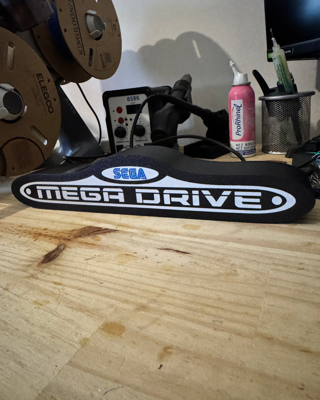 Lampe Mega Drive - Lightbox 3D LED | Design Noir, Blanc & Bleu | USB