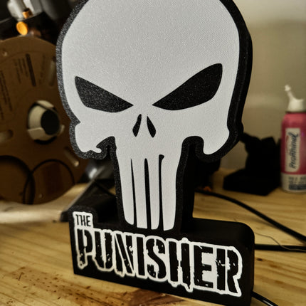 Lampe The Punisher - Lightbox 3D LED | Design Noir & Blanc | USB