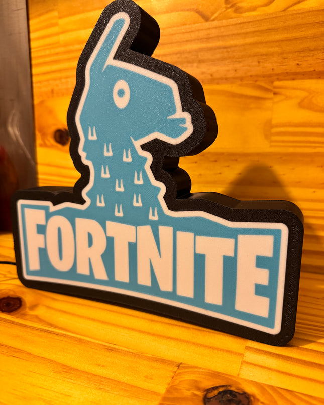 Texte blanc lampe gaming Fortnite
