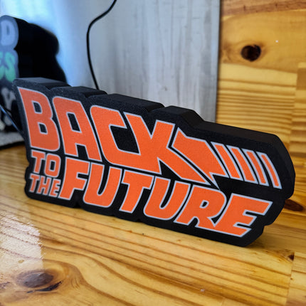 Lampe Back to the Future - Lightbox 3D LED | Design Noir, Orange & Blanc | USB