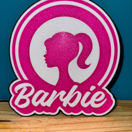 Lampe Barbie Ronde - Lightbox 3D LED | Design Noir, Blanc & Rose | USB