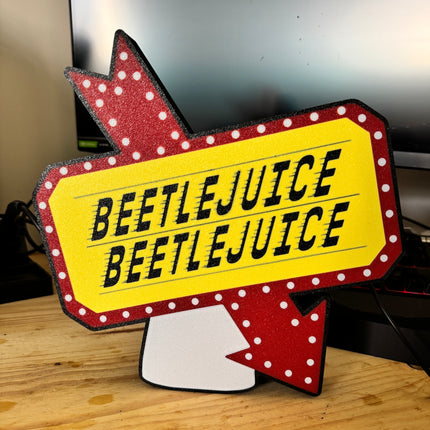 Lampe Beetlejuice - Lightbox 3D LED | Design Noir, Blanc, Rouge & Jaune | USB