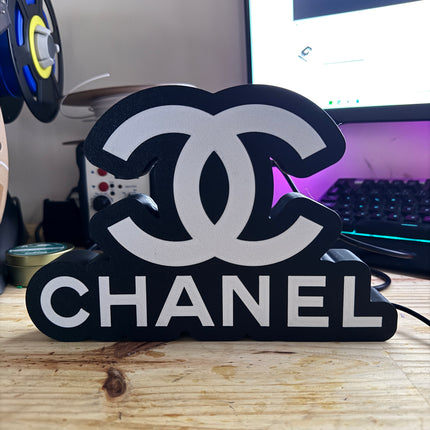 Lampe Chanel - Lightbox 3D LED | Design Élégant Noir & Blanc | USB