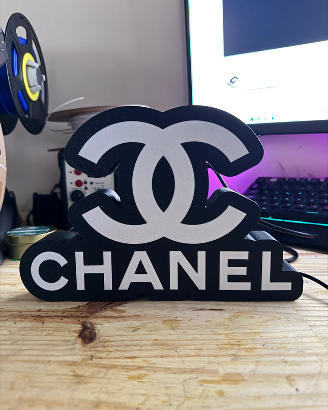 Lampe Chanel - Lightbox 3D LED | Design Élégant Noir & Blanc | USB