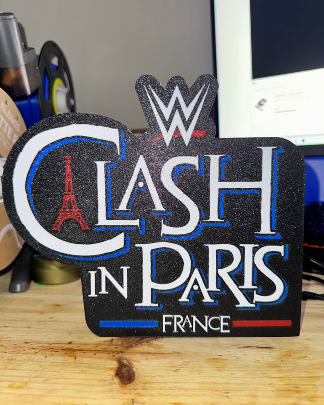 Lampe Clash in Paris - Lightbox 3D LED | Design Noir, Bleu, Blanc & Rouge | USB