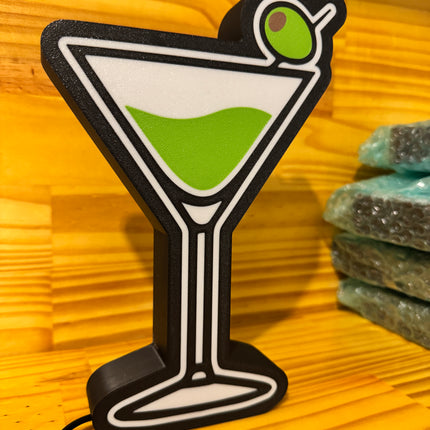 Lampe Cocktail - Lightbox 3D LED | Design Noir, Blanc & Vert | USB