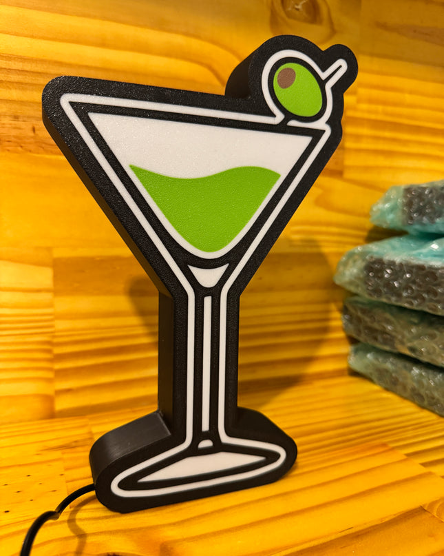 Lampe Cocktail - Lightbox 3D LED | Design Noir, Blanc & Vert | USB