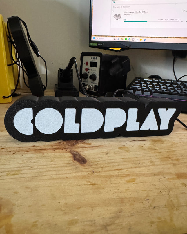 Lampe Coldplay - Lightbox 3D LED | Design Noir & Blanc | USB