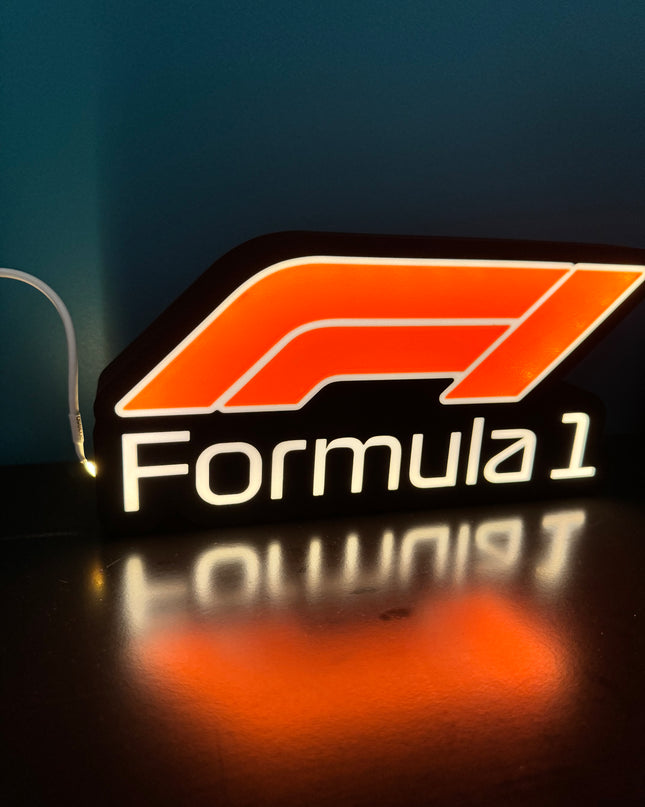 Lampe Formula 1 - Lightbox 3D LED | Design Noir, Blanc & Rouge | USB