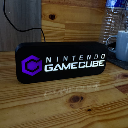 Lampe GameCube - Lightbox 3D LED | Design Noir, Blanc & Violet | USB