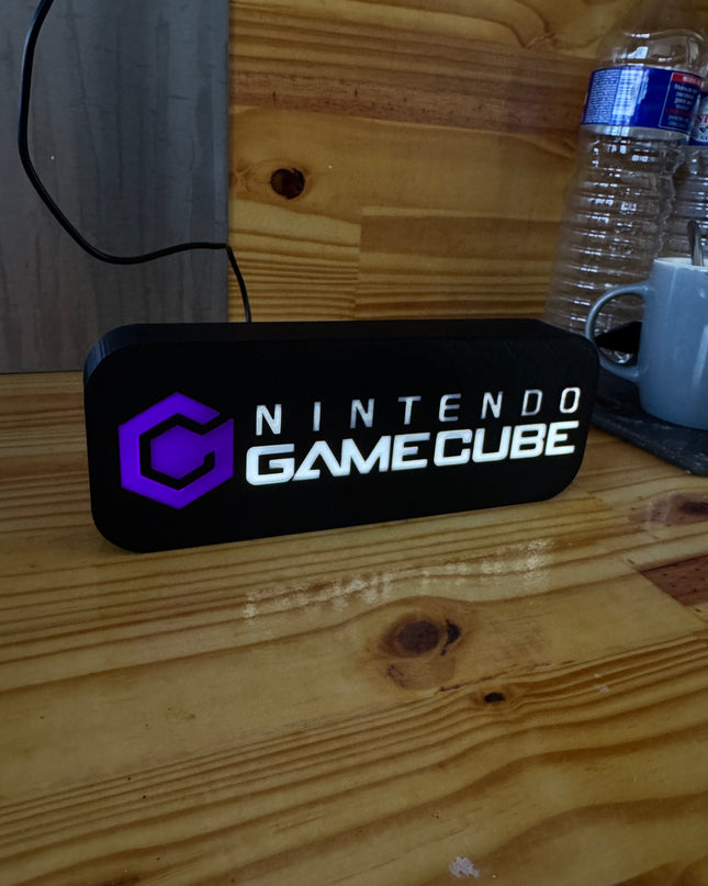 Lampe GameCube - Lightbox 3D LED | Design Noir, Blanc & Violet | USB