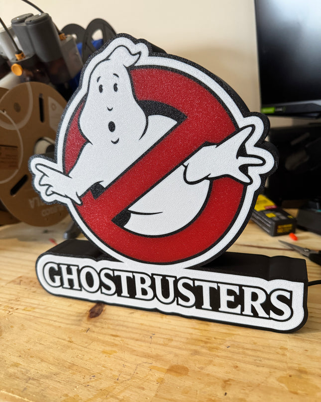 Lampe Ghostbusters - Lightbox 3D LED | Design Noir, Blanc & Rouge | USB