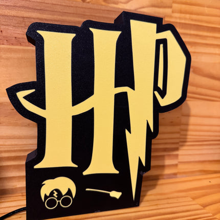 Lampe Harry Potter - Lightbox 3D LED | Design Noir & Jaune | USB