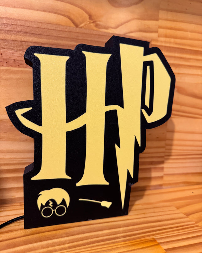 Lampe Harry Potter - Lightbox 3D LED | Design Noir & Jaune | USB