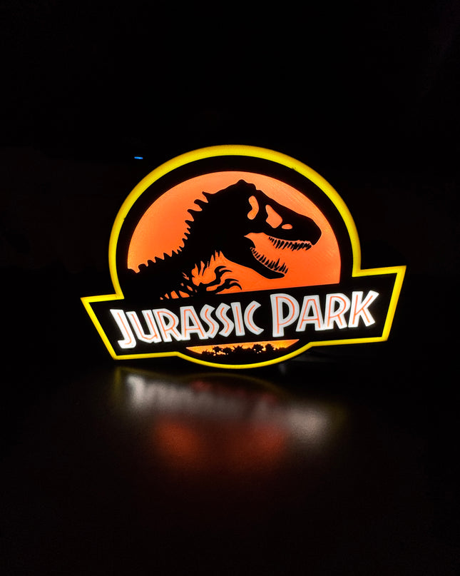 Lampe Jurassic Park - Lightbox 3D LED | Design Noir, Rouge & Jaune | USB