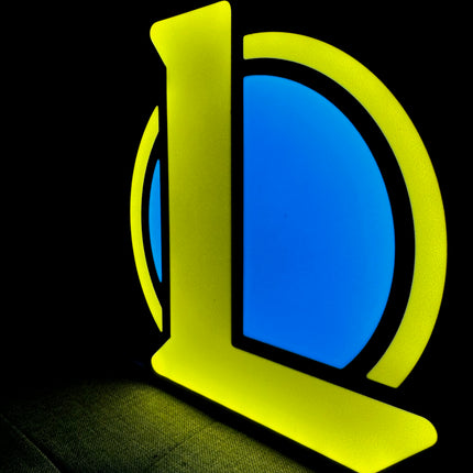 Lampe League of Legends - Lightbox 3D LED | Design Noir, Bleu & Jaune | USB