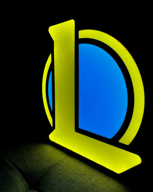Lampe League of Legends - Lightbox 3D LED | Design Noir, Bleu & Jaune | USB