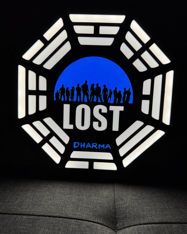 Lampe LOST Les Disparus - Lightbox 3D LED | Design Noir, Blanc & Bleu | USB