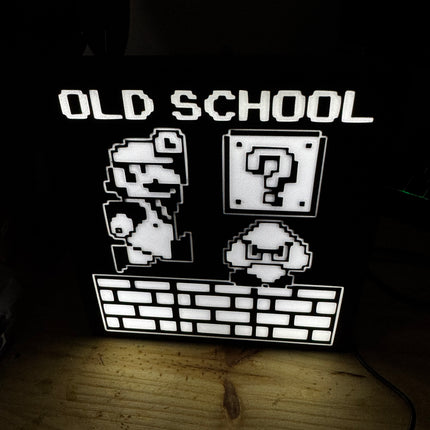Lampe Mario Old School - Lightbox 3D LED | Design Noir & Blanc | USB