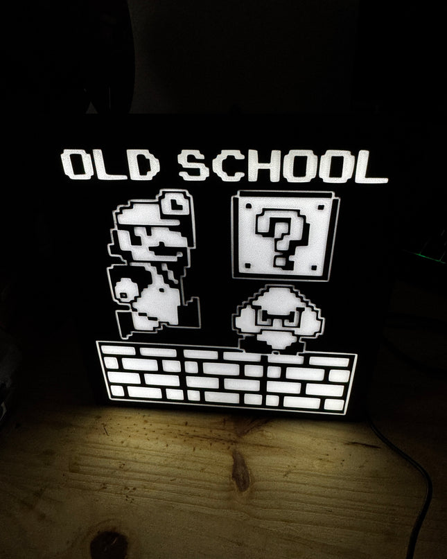 Lampe Mario Old School - Lightbox 3D LED | Design Noir & Blanc | USB