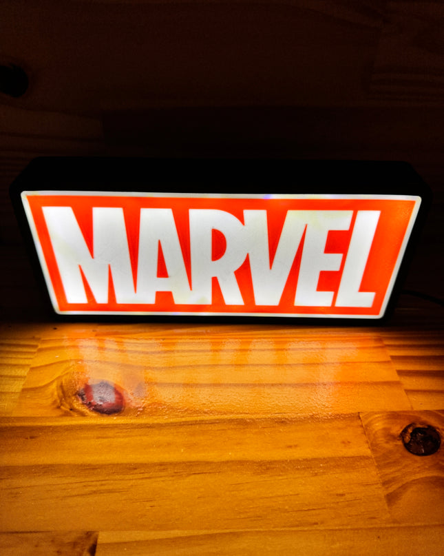 Lampe Marvel - Lightbox 3D LED | Design Noir, Rouge & Blanc | USB